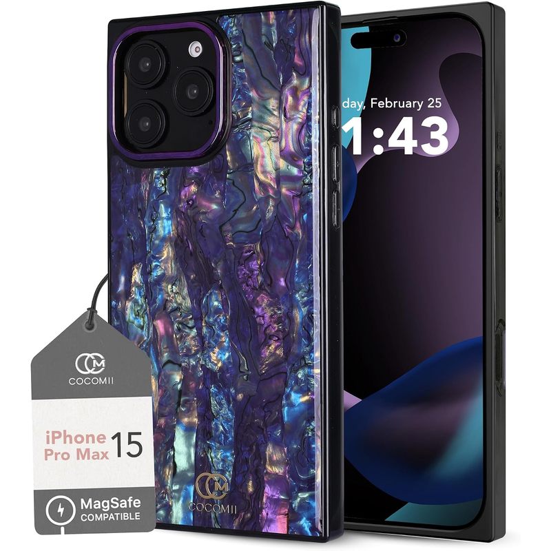 Rectangle for iPhone 15 Pro Max Case, Milky Way Abalone Shell