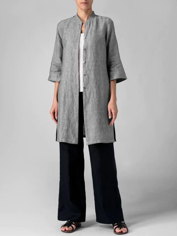 Cotton And Linen Irregular Shirt Cardigan