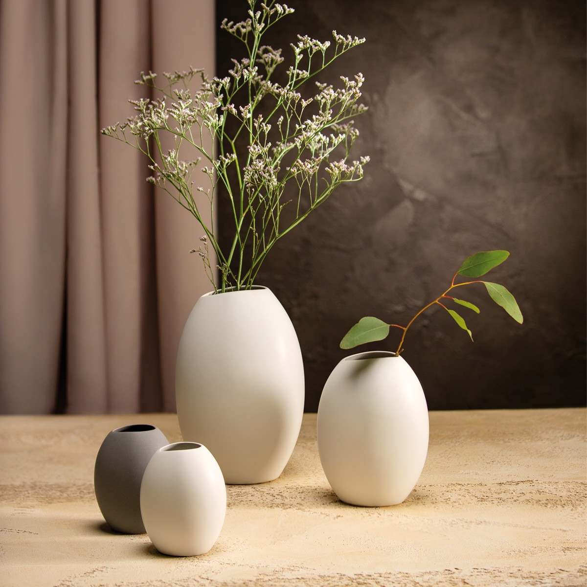 Váza FANCY HOME Stones 11 cm, bílá