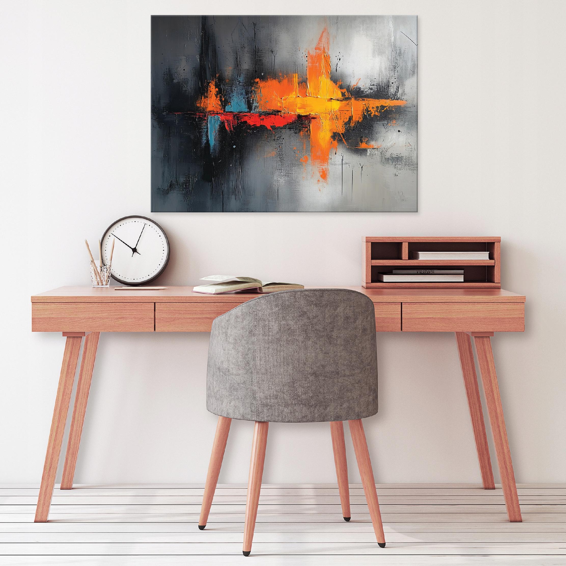 Abstract painting, gray and black, for the bedroom, living room, or kitchen, on canvas, 40x30