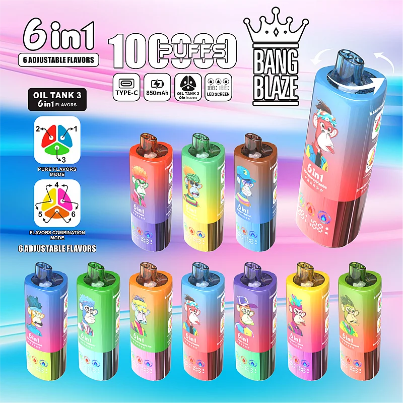 【New Arrive】Bang Blaze 100k Puffs 6 in 1 Flavors Disposable Vape with LED Screen