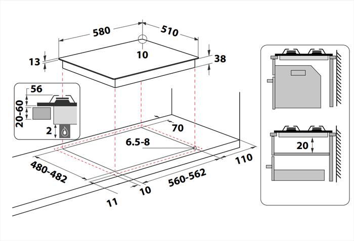 INDESIT - Piano cottura a gas TH 642 /I (AN) 58 cm-Antracite
