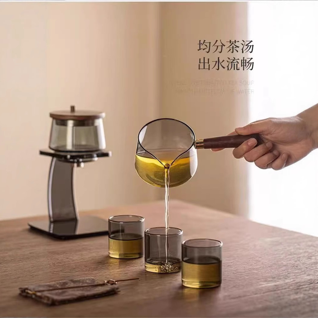 Lazy Automatic Tea Set Glass Teapot Kung Fu Tea Cup Household Light Luxury High-End Set
