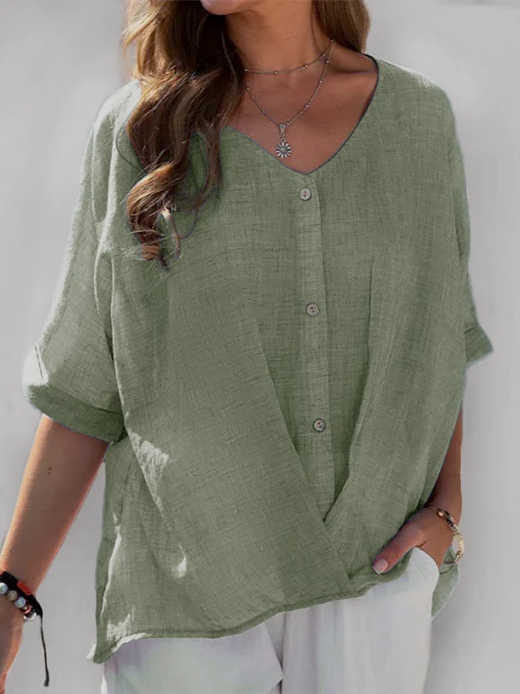 V-Neck Loose Short-Sleeved Fashion Top