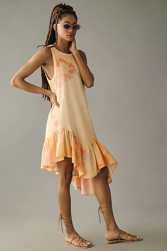 Printed Ruffle-Hem Dress MEDIUM ORANGE