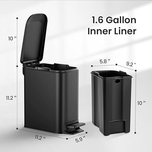 SMARTTOSS Small Bathroom Trash Can with Lid Soft Close