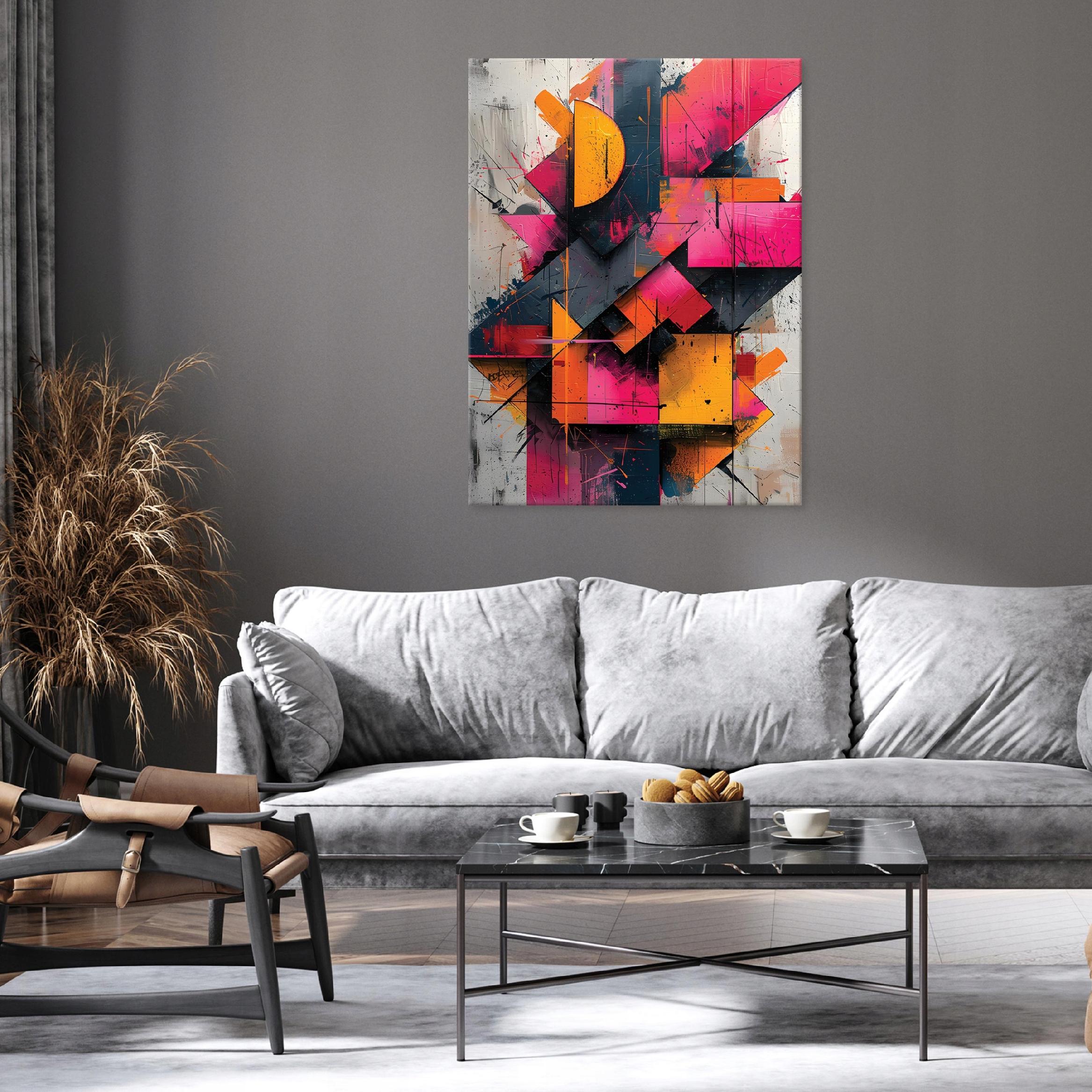 Abstract colorful figures painting on canvas for bedroom or living room, 40x30