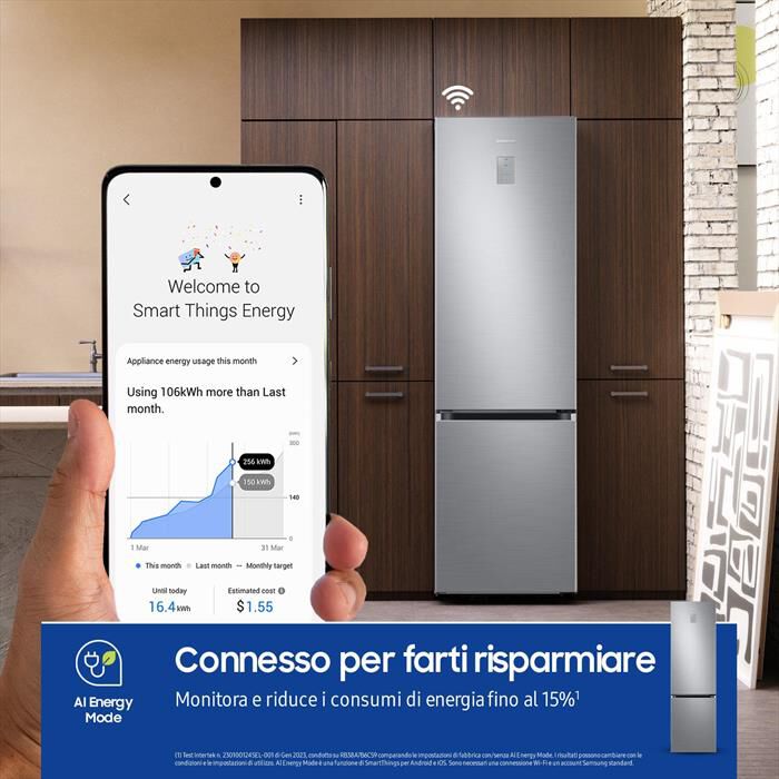 SAMSUNG - Frigorifero combinato RB38C676CS9/EF ClasseC 390lt-METAL INOX