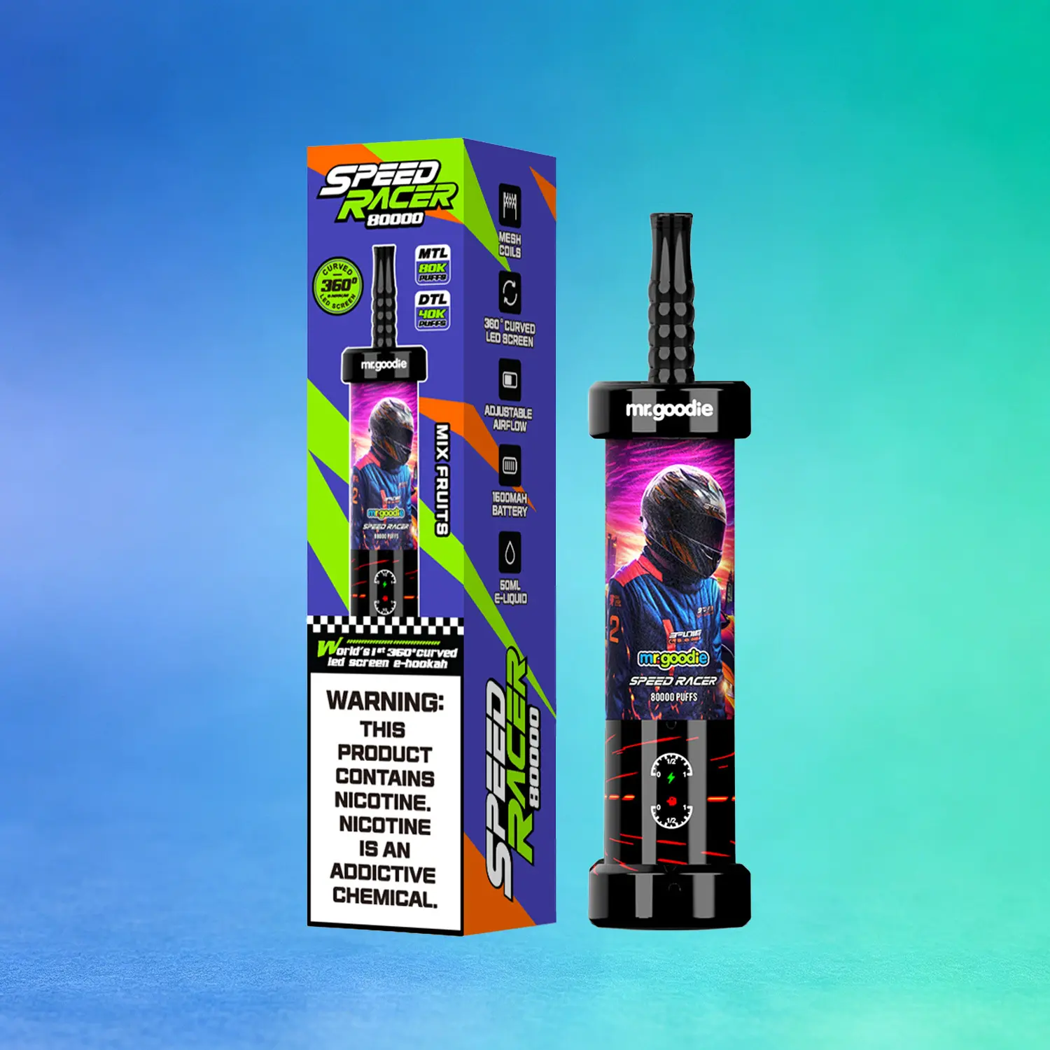 Mr. Goodie Speed Racer 80K 80000 Puffs Disposable Vape Dual Mode Rechargeable LED Display E-Cigarette