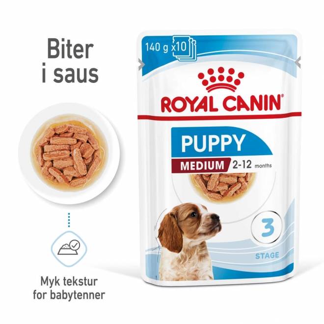 Royal Canin Medium Puppy Gravy våtfôr til valp 10x140g