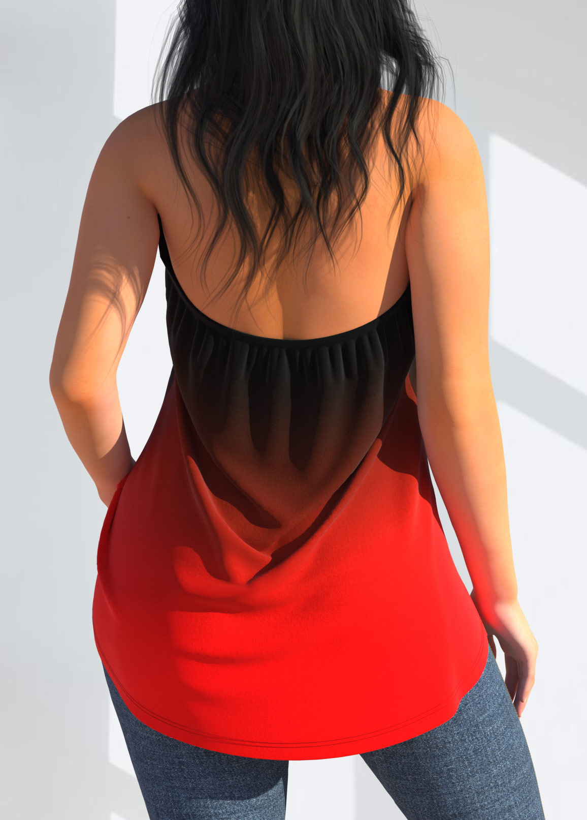 Tribal Print Ring Detail Red Tank Top