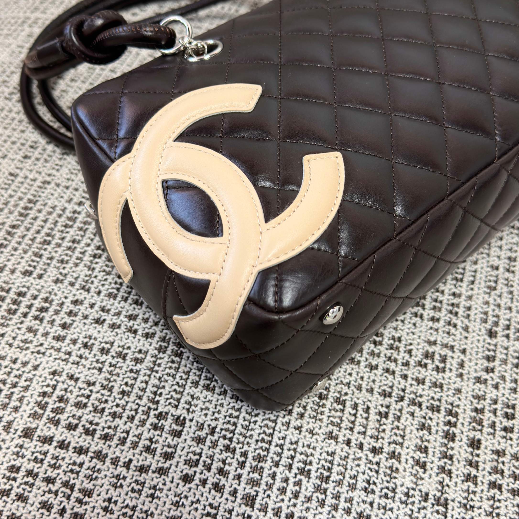 Cambon Quilted Lambskin Boston Bag  Bowling Bag - Mocuir