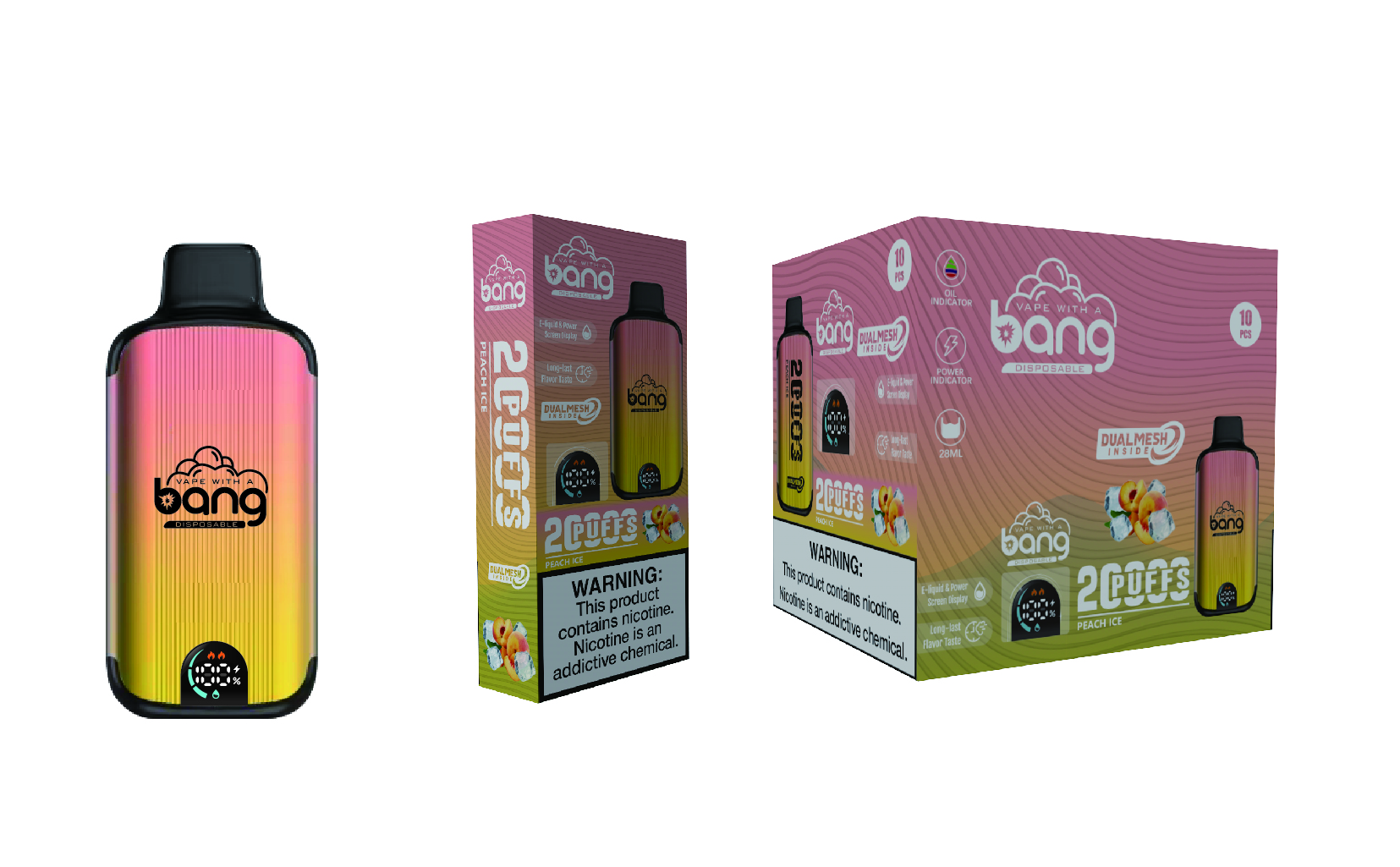 （3 pieces）Bang 20000 Puffs New Product LED Display Disposable Vape