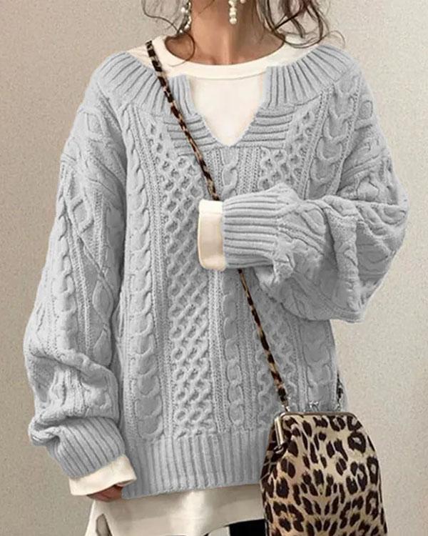 Fashion V-neck Knitted Sweater