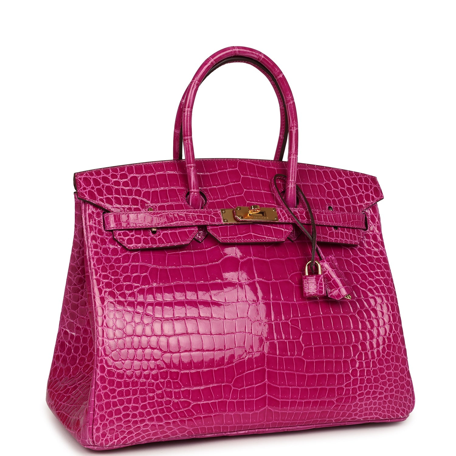 Birkin 35 Rose Scheherazade Shiny Porosus Crocodile Gold Hardware