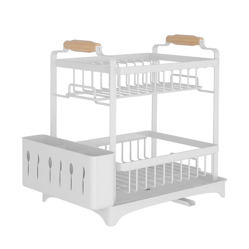 Dishes storage rack sink drain bowl rack shelf kitchen table top mounted dishes and chopsticks cupboard double drain storage box