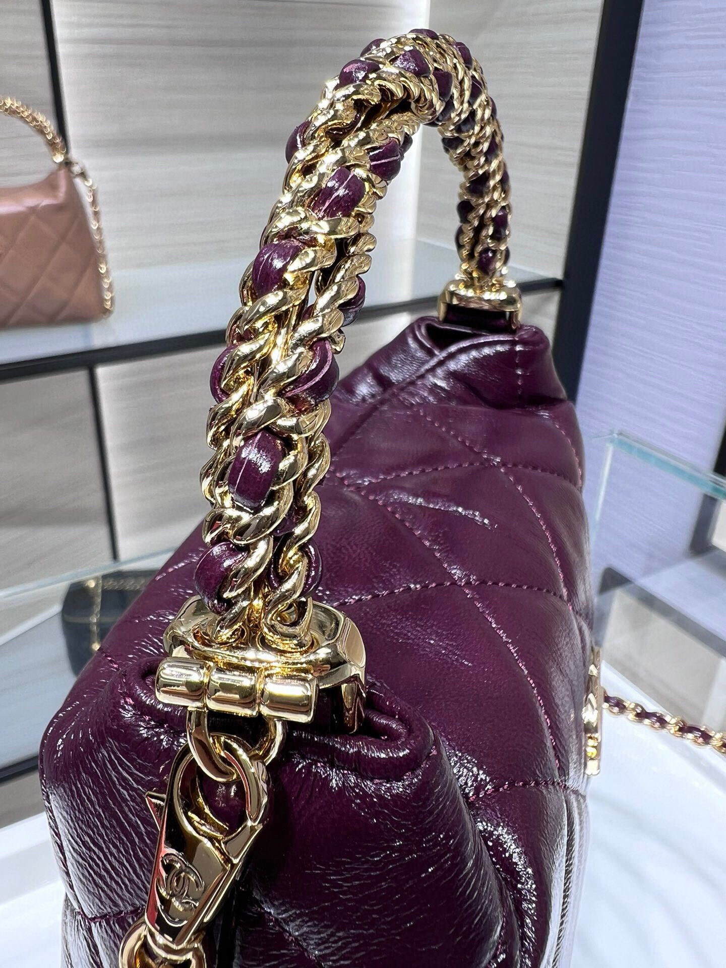 Mini Hobo Bag with Top Handle（Burgundy） - Mocuir