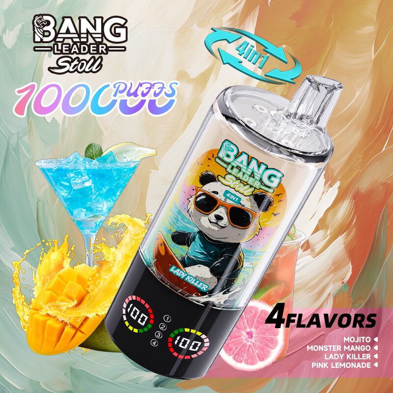 【New Arrive】Bang Leader Stoll 100K 100000 Puffs 4 in 1 Flavors & Quad Mesh Coil LED Display Disposable Vape
