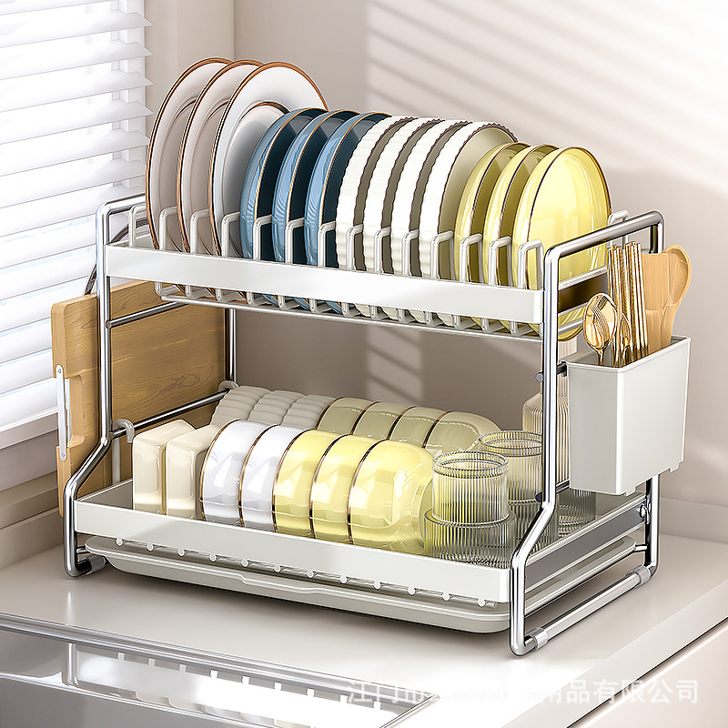 Dish draining rack countertop kitchen storage rack sink dish rack light luxury household multi-functional tableware storage rack