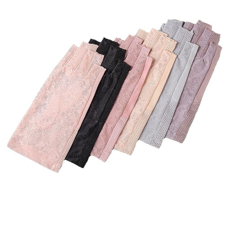 Spring and Summer Half-Finger Women's Ice Silk Fingerless Gloves for Manicure, Tea Picking, Cycling, Driving, Non-Slip, Sun Protection, Touchscreen Compatible