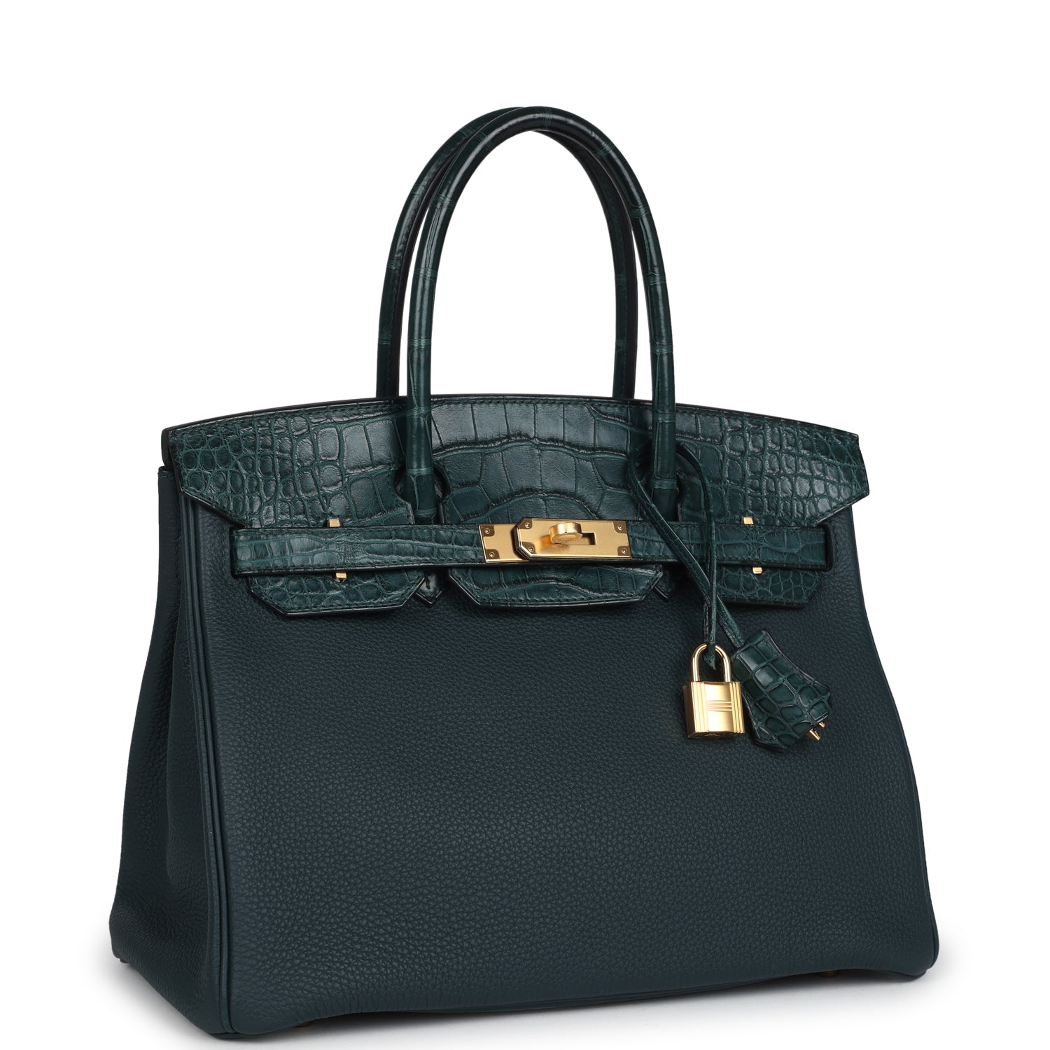 Birkin 30 Vert Cypress Togo and Matte Alligator Touch Gold Hardware