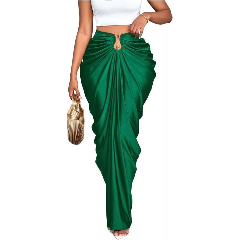 Women's Ruched Bodycon Maxi Skirt