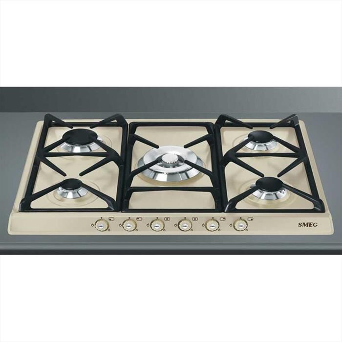 SMEG - Piano cottura a gas SR775PO 5 fuochi 68,5cm-Panna