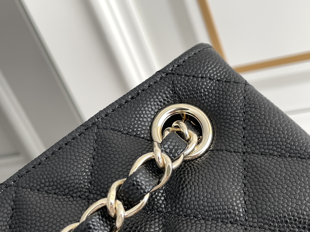 23P Mini Bucket Tote Bag in Black Quilted Grained Calfskin (Caviar) with Silver-Tone Hardware (Model AS3176) - Mocuir
