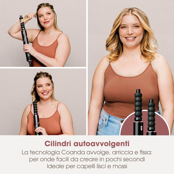 SHARK - STYLER ASCIUGACAPELLI FLEXSTYLE COMPLETE SET-Nero e Rosa Gold