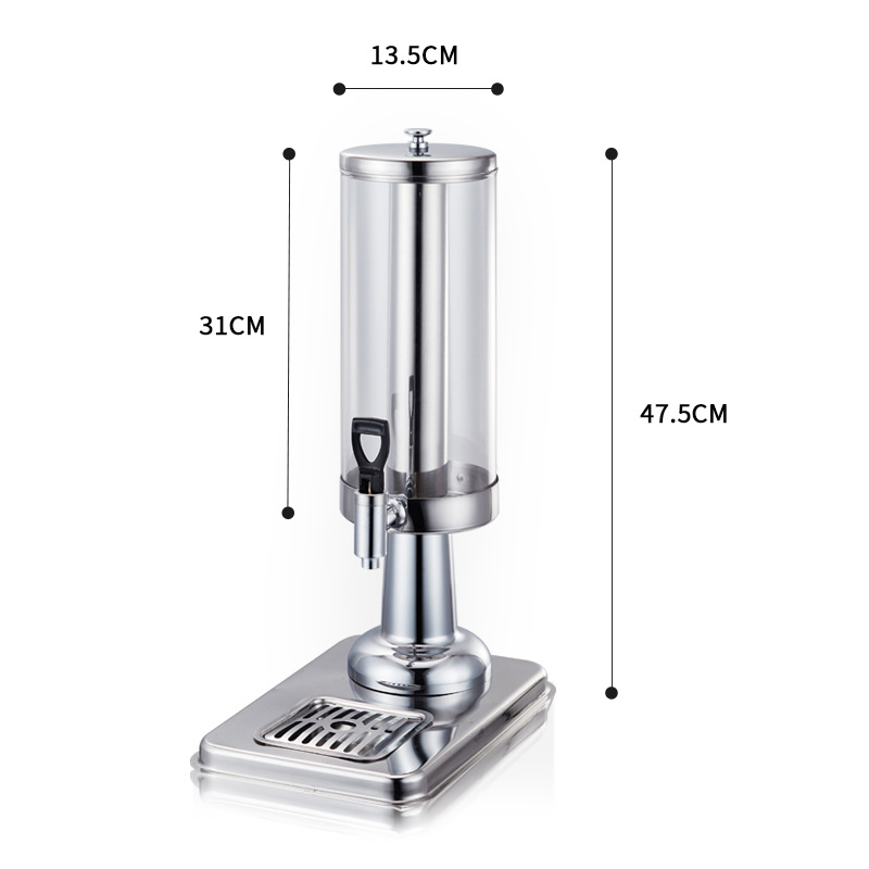 Stainless steel buffet juice tripod commercial hotel cold beverage machine with faucet single head double head transparent juice bucket