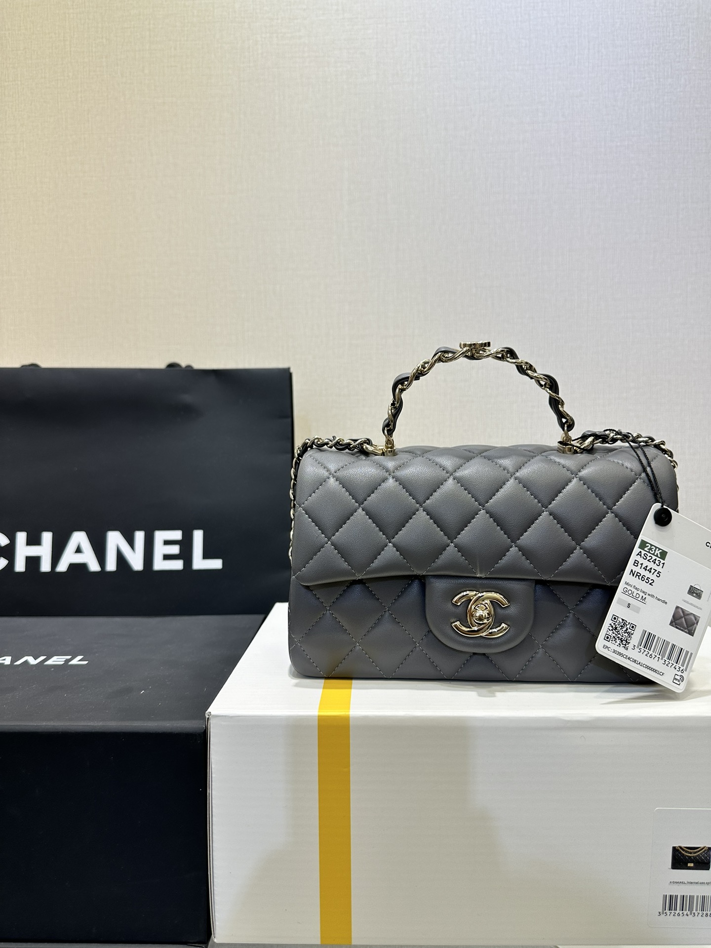 Mini Flap Bag with Top Handle（Gray） - Mocuir