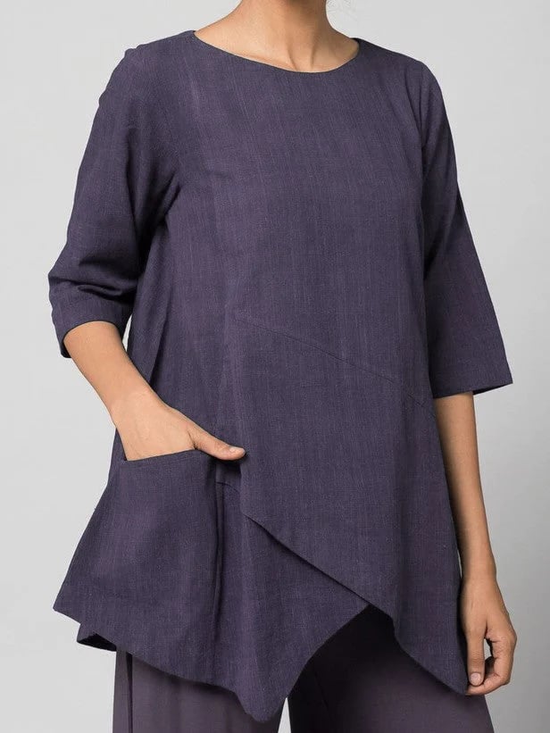 Cotton-Linen Irregular Hem Top