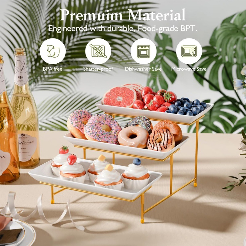 Dessert tray Multi-layer dessert rack Three-layer fruit tray Hotel dessert table self-service display rack