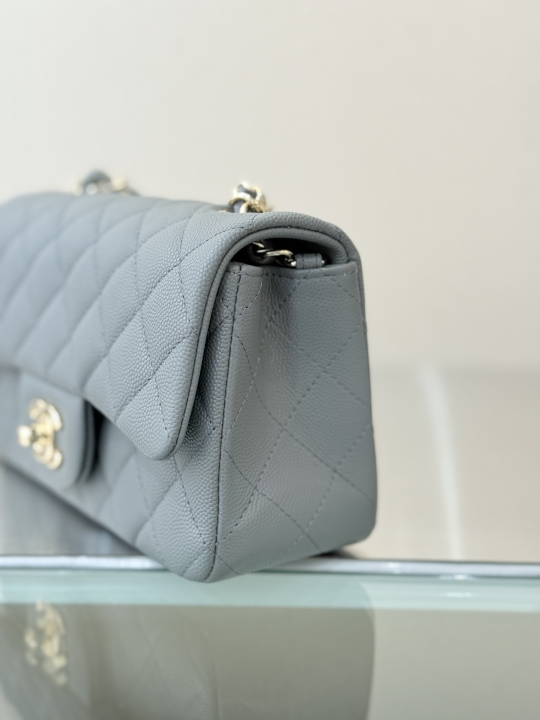 Mini Classic Flap Handbag（Light Gray-Blue） - Mocuir