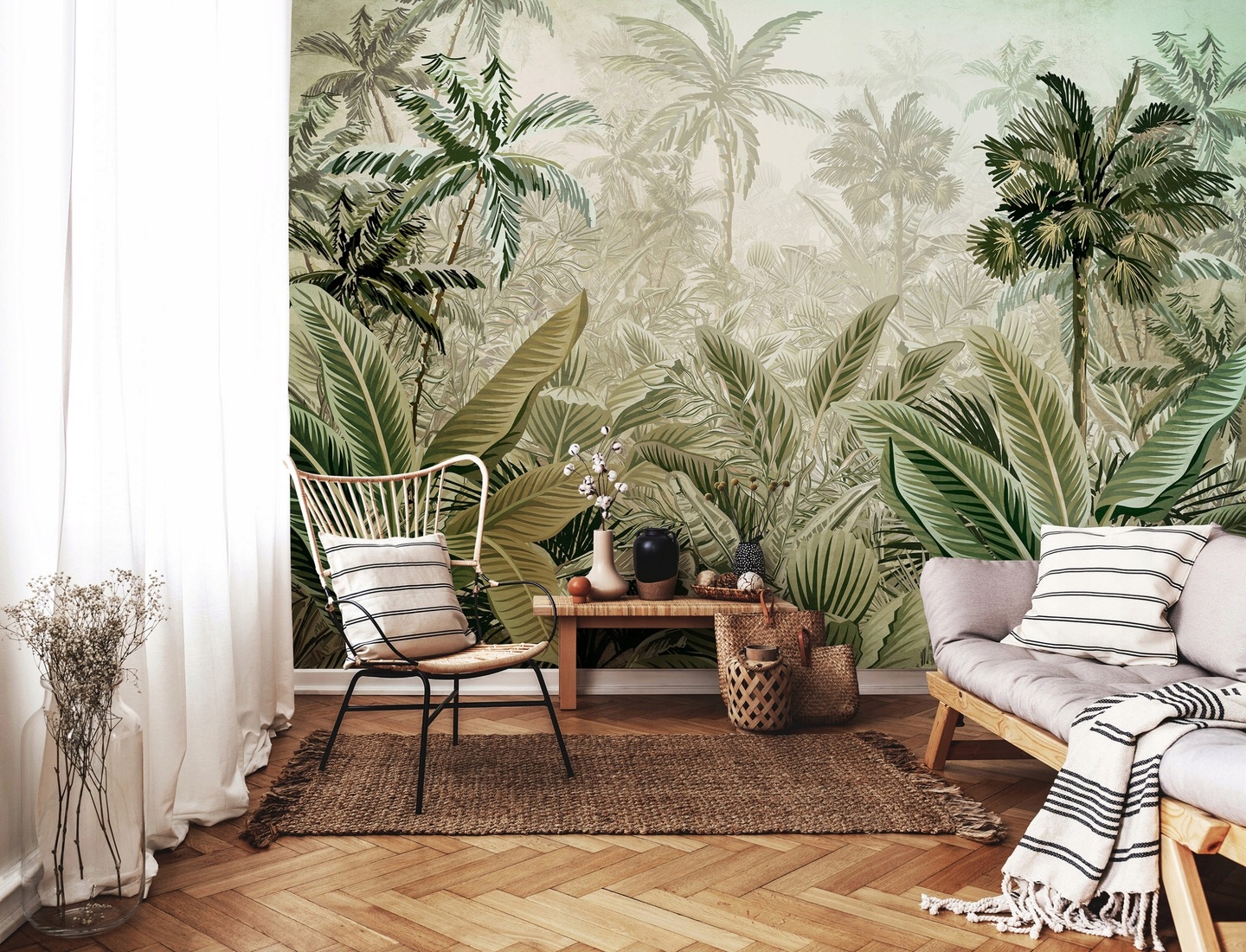 Jungle tropical forest leaves wall mural for living room bedroom wallpaper 400x280