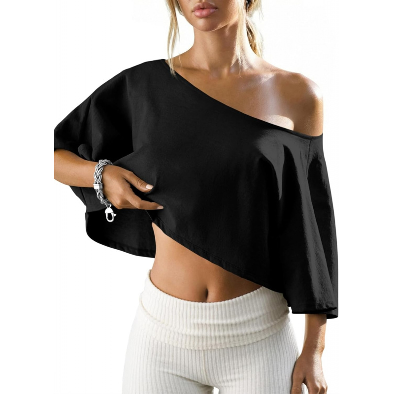 Women's Off The Shoulder Cropped Tops Batwing