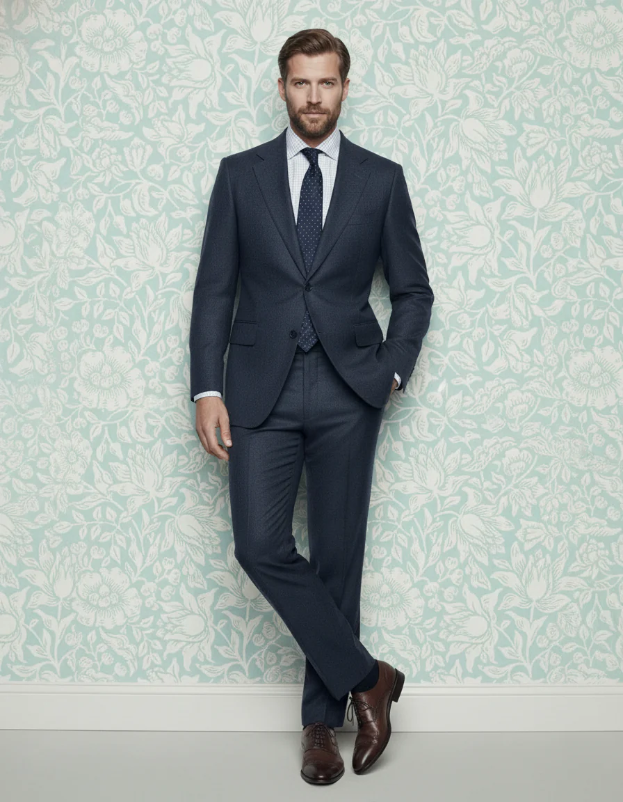 Navy Blue Wool Flannel Suit