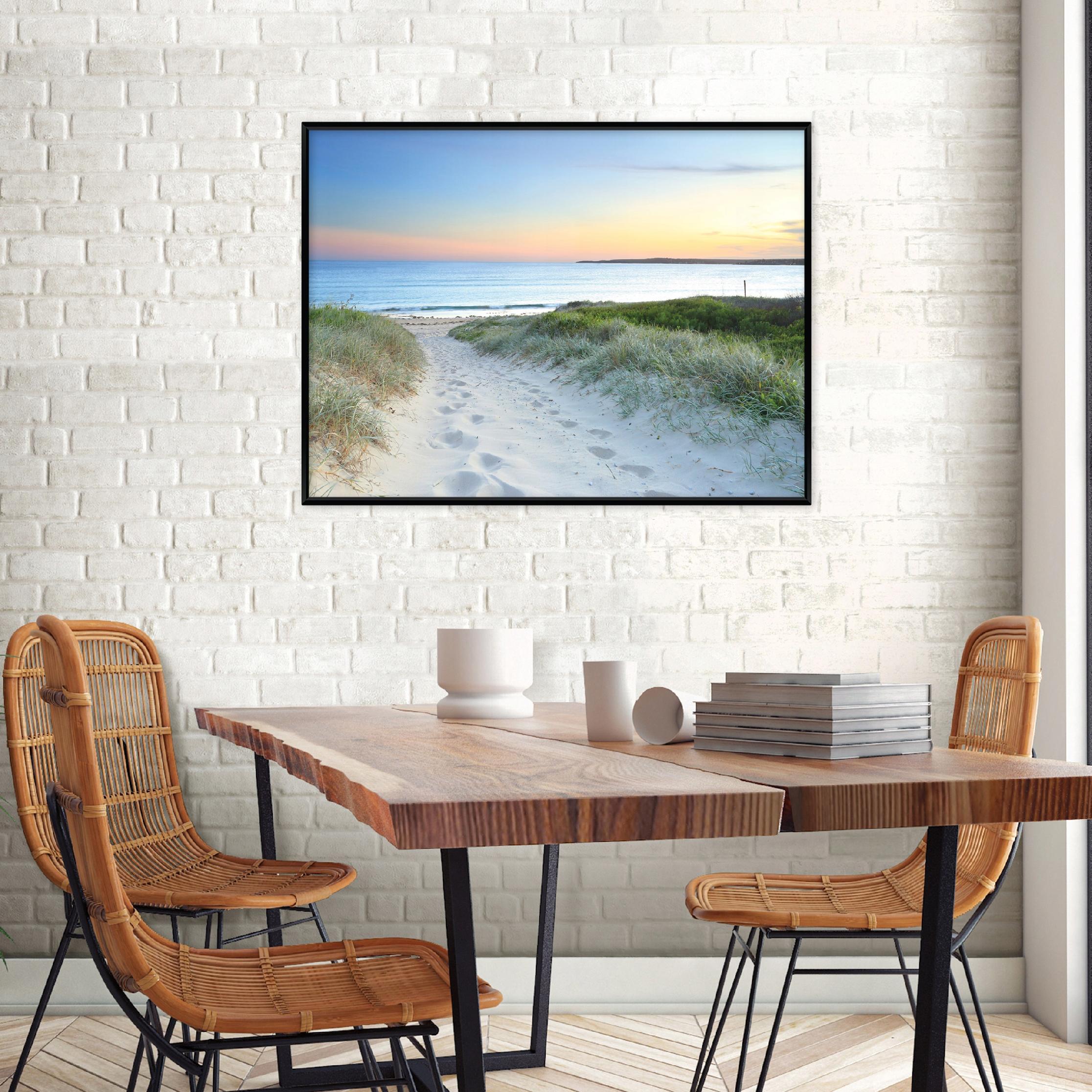 Black-framed canvas painting, beach, sea, nature, living room, bedroom, 40x30