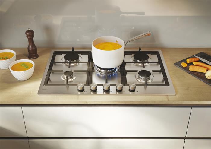 CANDY - Piano cottura gas CHG74WTX 74,5 cm-Acciaio inox