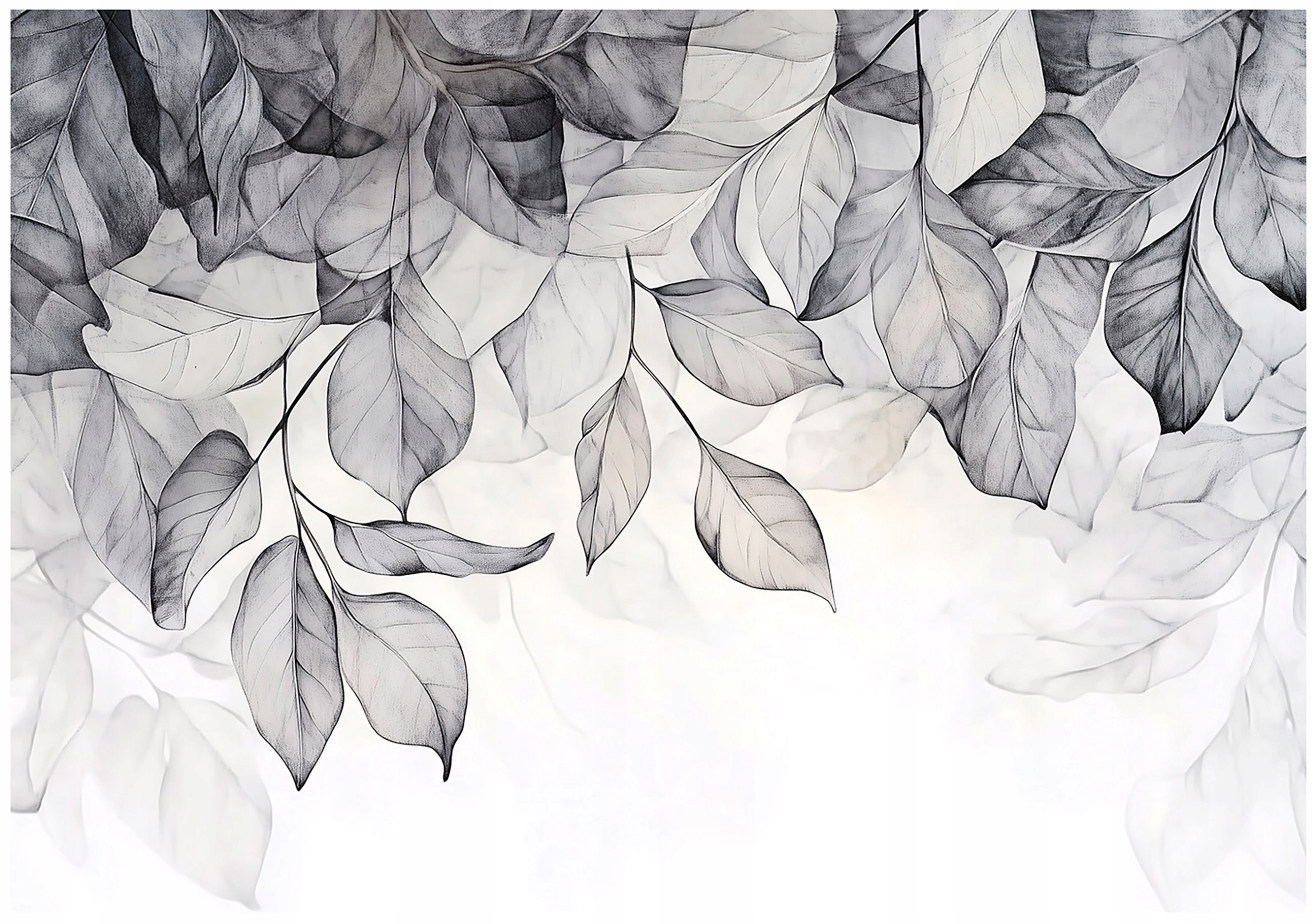 Wall mural gray leaves hanging bedroom living room wallpaper non-woven