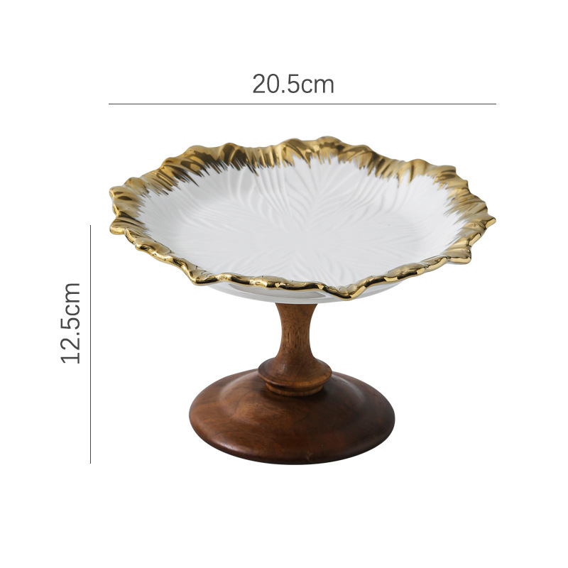 Wooden tall fruit plate bread plate dessert cake display stand dining table tray
