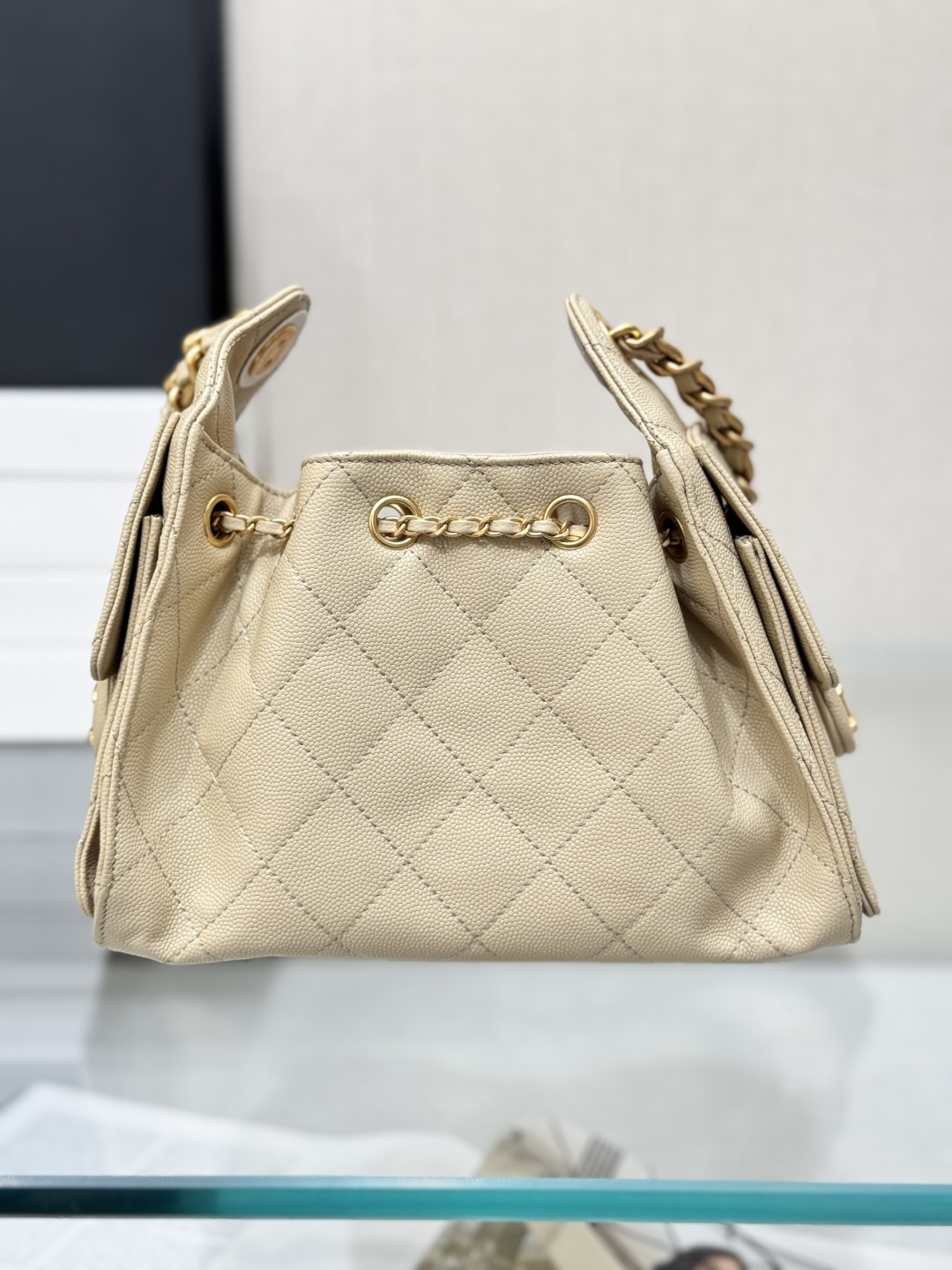 25Bag Mini Drawstring Bag（Beige） - Mocuir