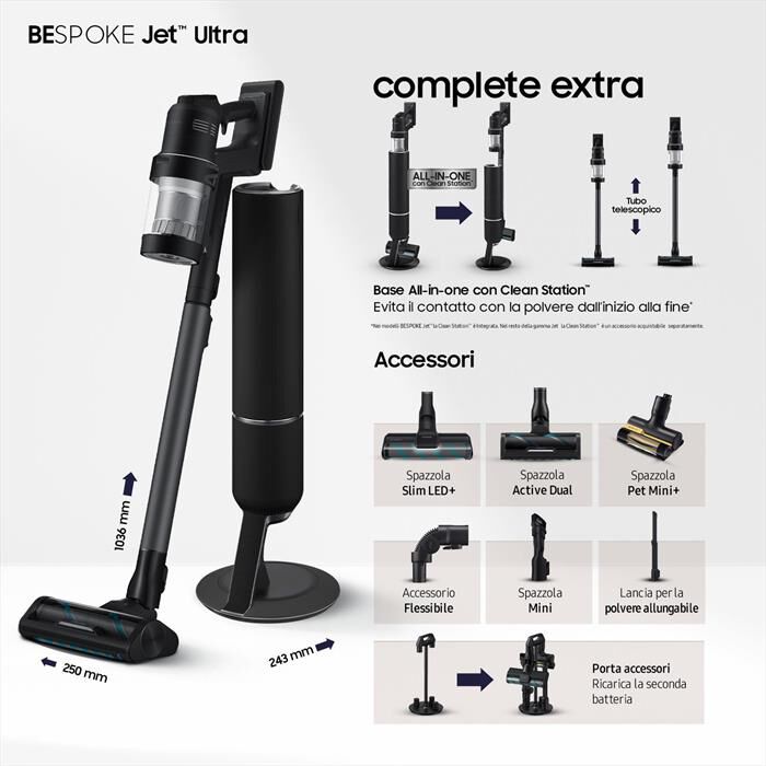 SAMSUNG - Scopa elettrica VS90F40DEK/WA-Satin black