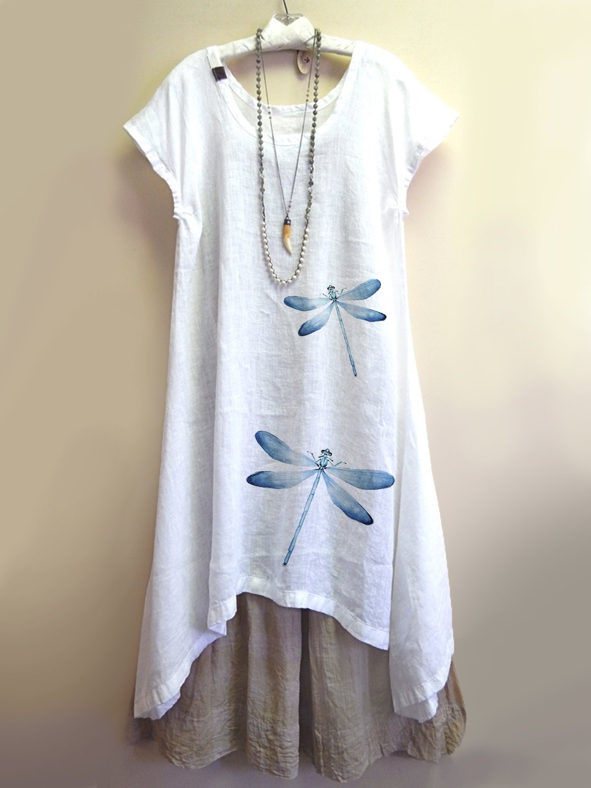 White Floral-Print Casual Dresses