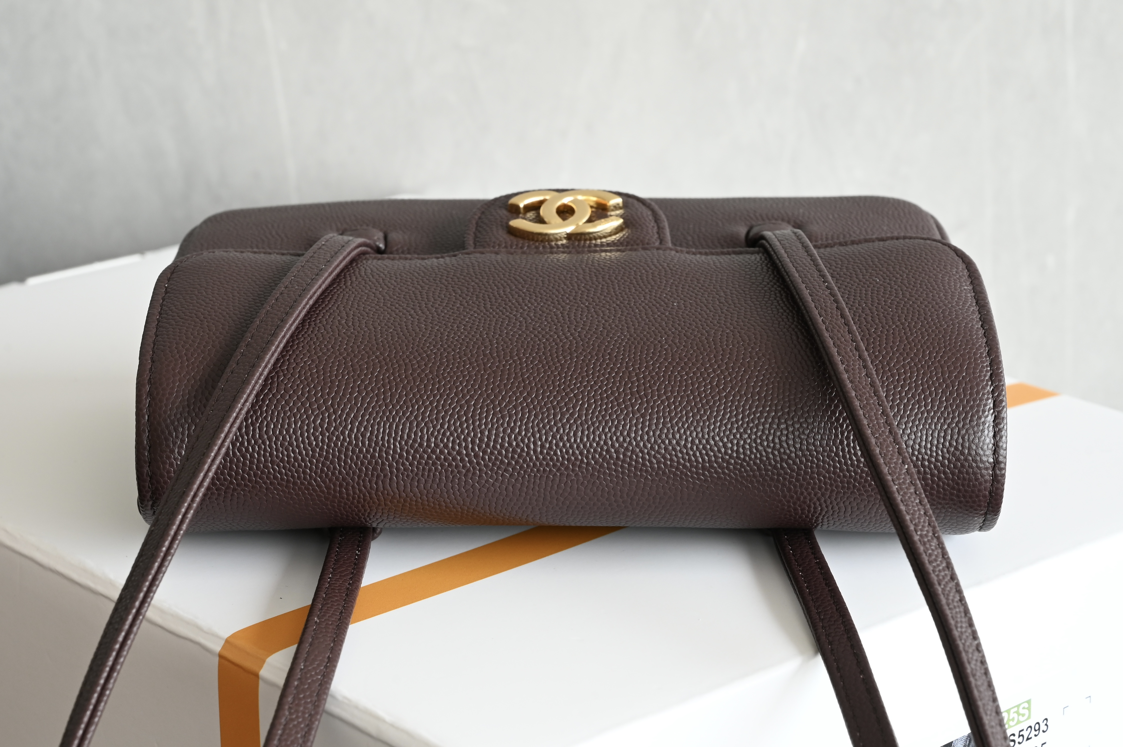 26P Pre-Collection Preppy Coco Small Flap Bag (AS6130) in Dark Burgundy Grained Shiny Calfskin (Caviar) with Gold-Tone Hardware - Mocuir