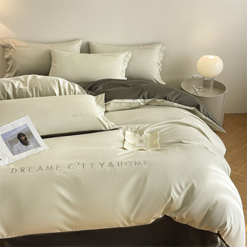 Long-staple cotton four-piece embroidered cotton four-piece set