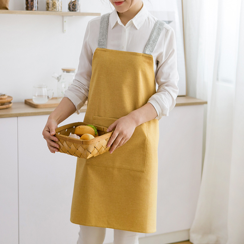 Home kitchen cross apron sling fabric cotton apron home restaurant tea shop sleeveless overalls