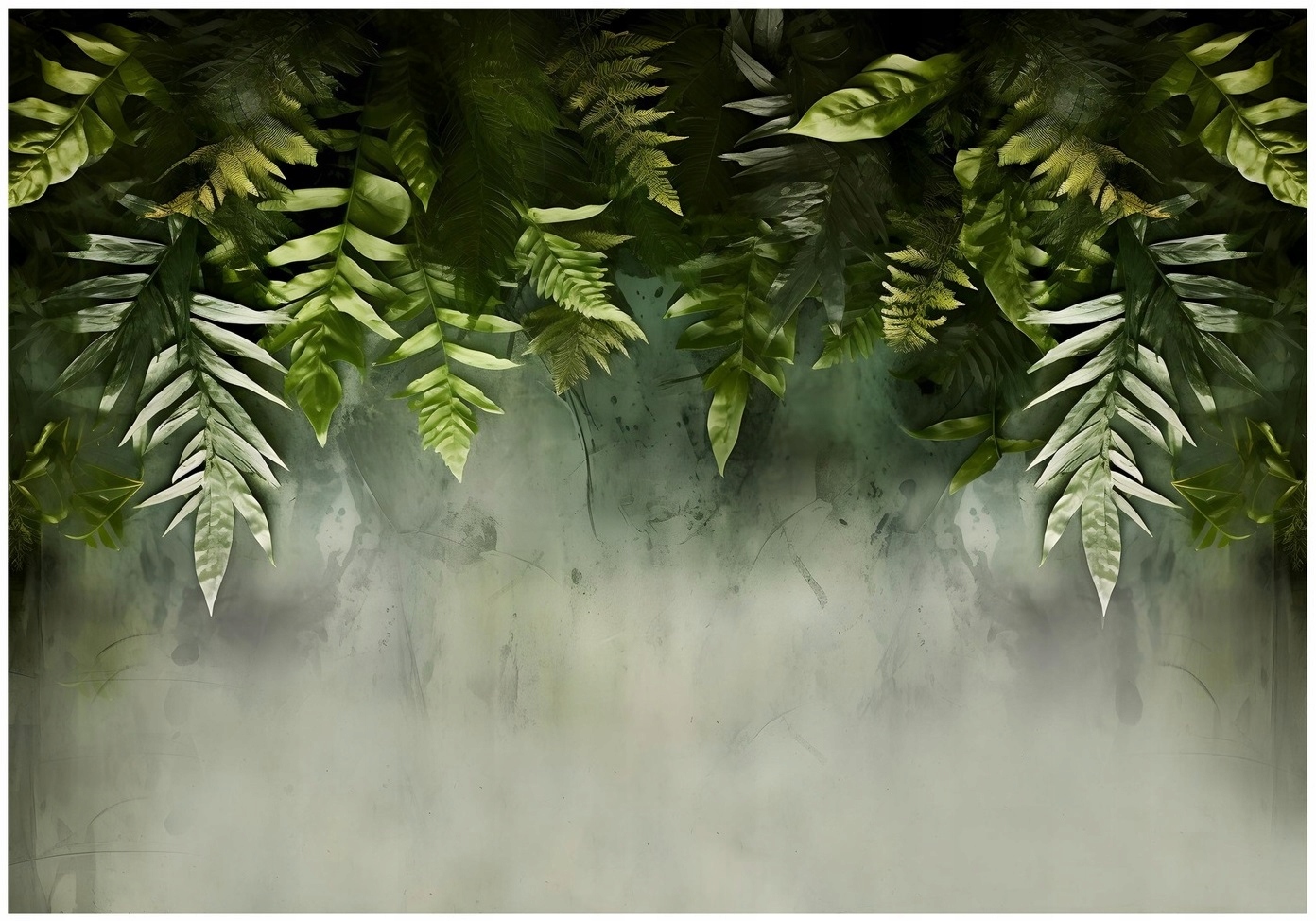 Green leaves nature concrete wall mural for bedroom living room wallpaper