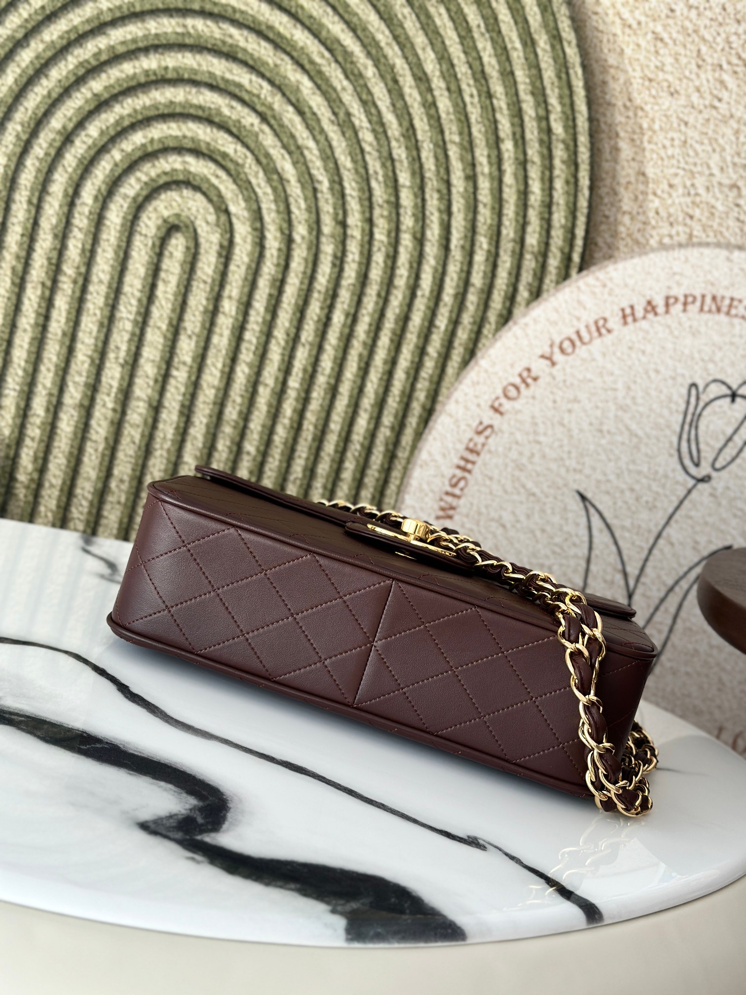 Classic Flap Medium in BurgundyDark Brown Quilted Lambskin with Gold-Tone Hardware - Mocuir