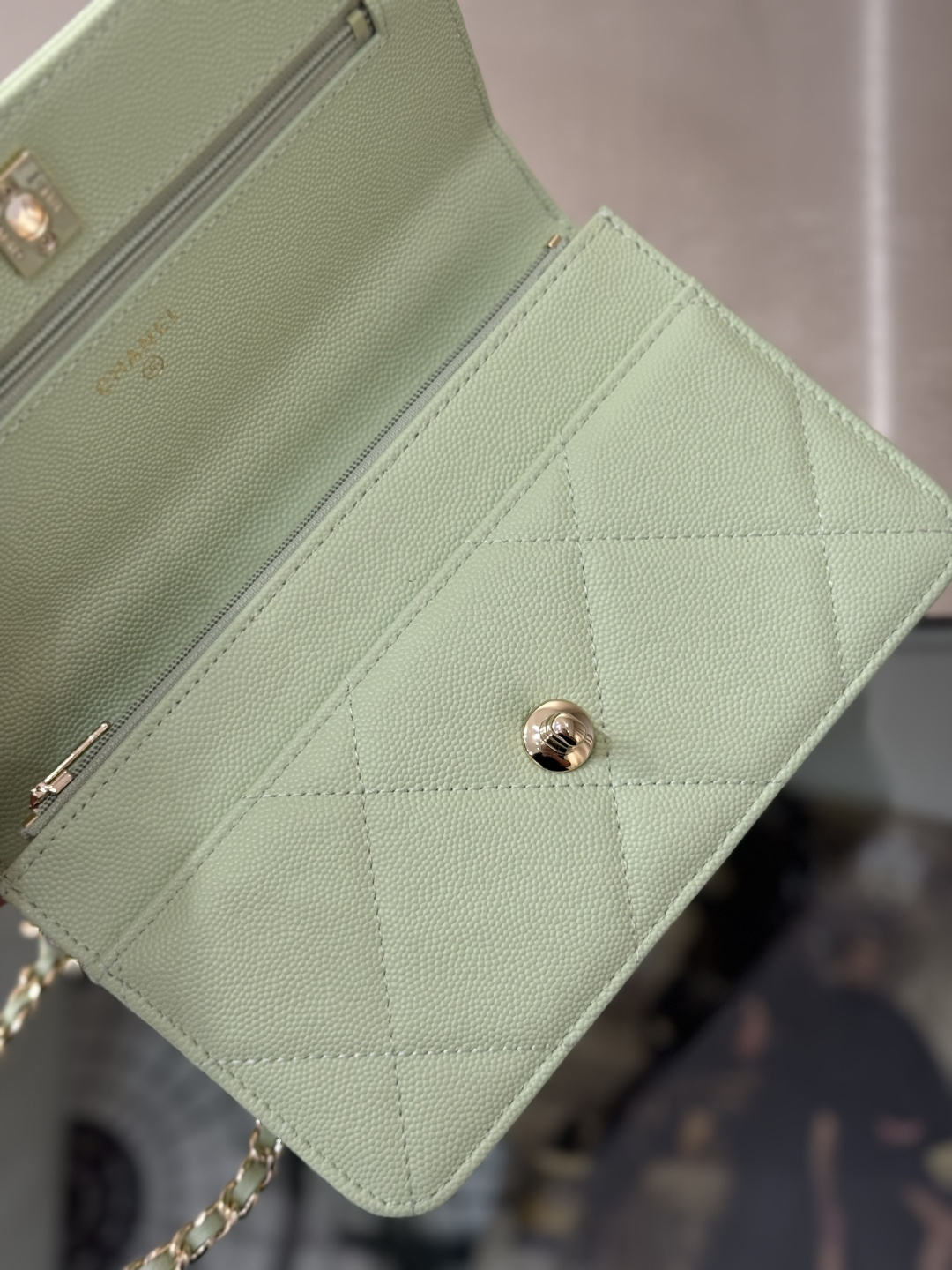 Classic Wallet On Chain with Top Handle（Light Teal） - Mocuir